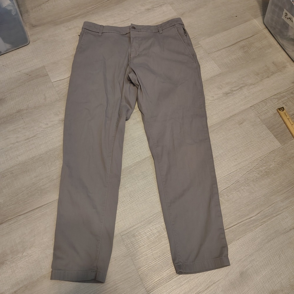 Birddogs Mens Gray Khaki Pants 34x30 Cotton Blend Stretch Flat Front Chino
